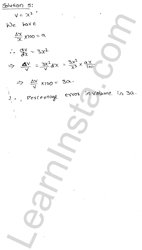 RD Sharma Class 12 Solutions Chapter 14 Differentials Errors and Approximations VSAQ 1.3