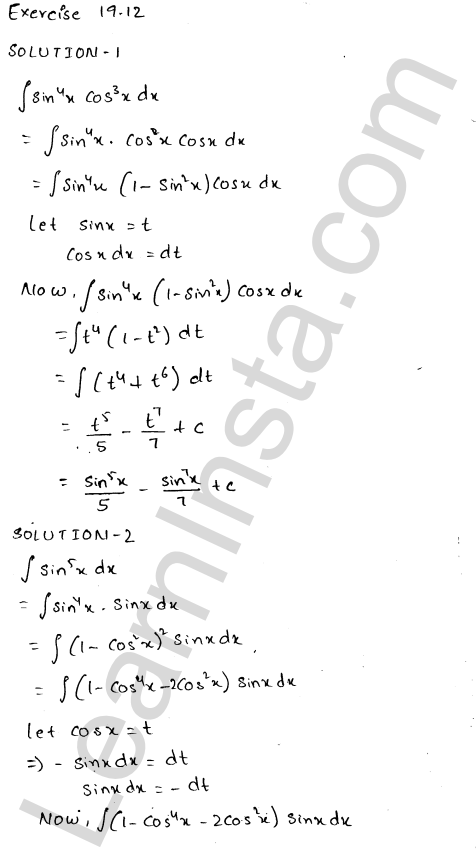 RD Sharma Class 12 Solutions Chapter 19 Indefinite Integrals Ex 19.12 1.1