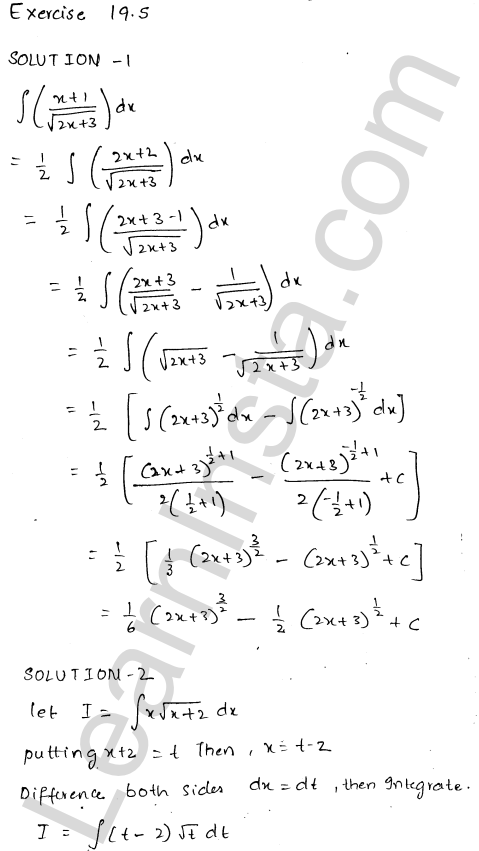 RD Sharma Class 12 Solutions Chapter 19 Indefinite Integrals Ex 19.5 1.1