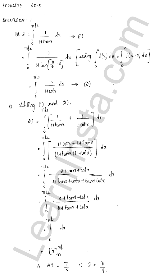 RD Sharma Class 12 Solutions Chapter 20 Definite Integrals Ex 20.5 1.1