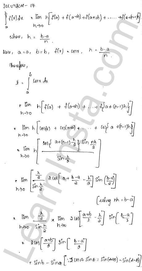 RD Sharma Class 12 Solutions Chapter 20 Definite Integrals Ex 20.6 1.17