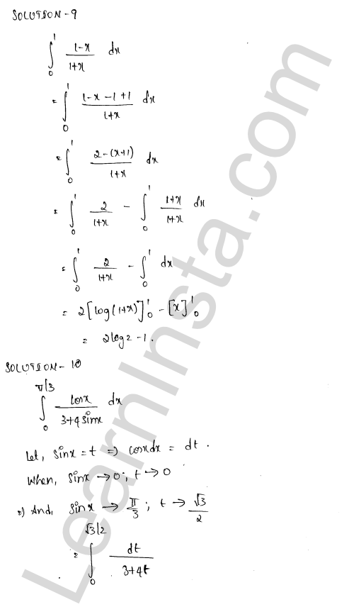 RD Sharma Class 12 Solutions Chapter 20 Definite Integrals Revision Exercise 1.6