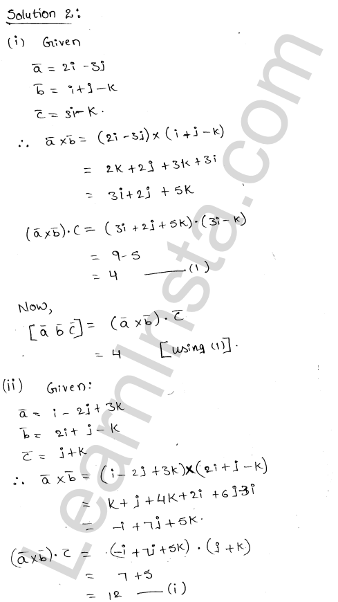 RD Sharma Class 12 Solutions Chapter 26 Scalar Triple Product Ex 26.1 1.2
