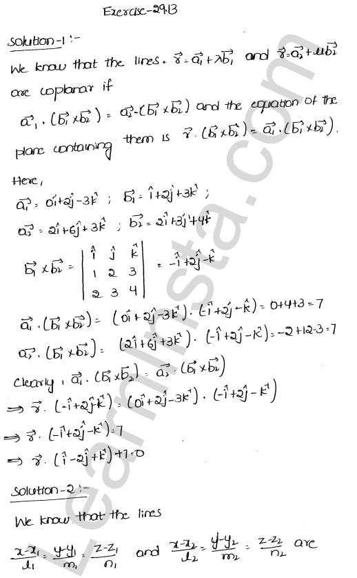RD Sharma Class 12 Solutions Chapter 29 The plane Ex 29.13 1.1