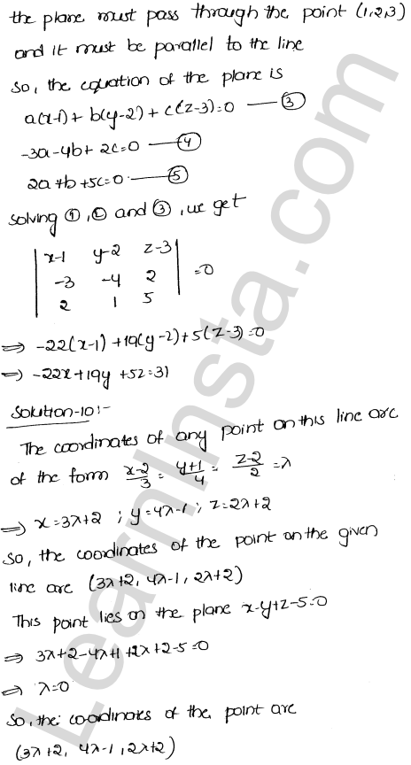 RD Sharma Class 12 Solutions Chapter 29 The plane Ex 29.13 1.11
