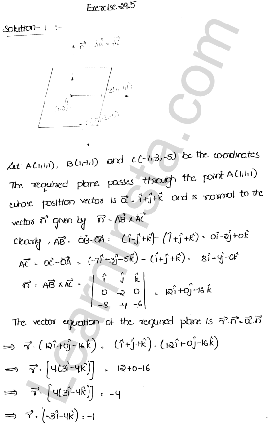 RD Sharma Class 12 Solutions Chapter 29 The plane Ex 29.5 1.1