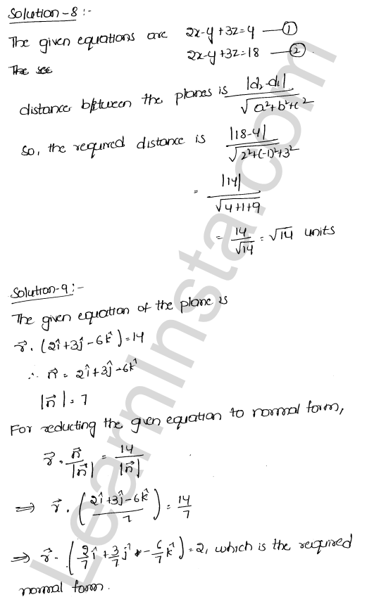 RD Sharma Class 12 Solutions Chapter 29 The plane VSAQ 1.4