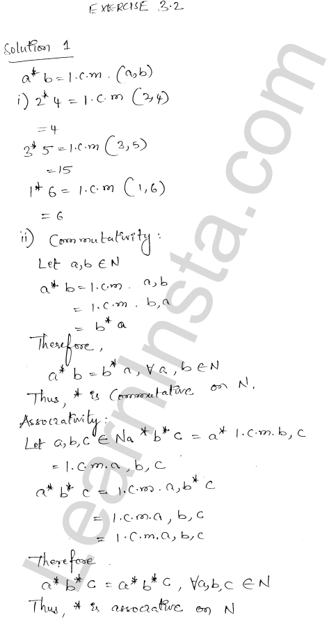 RD Sharma Class 12 Solutions Chapter 3 Binary Operations Ex 3.2 1.1