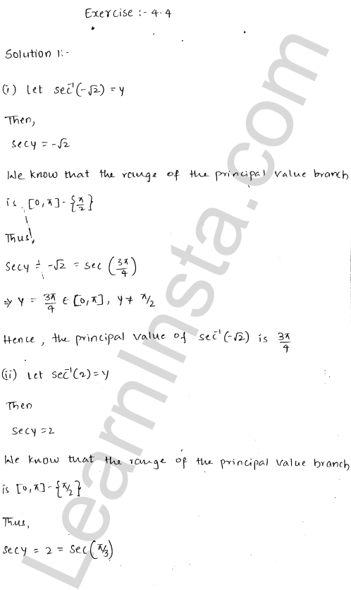 RD Sharma Class 12 Solutions Chapter 4 Inverse Trigonometric Functions Ex 4.4 1.1
