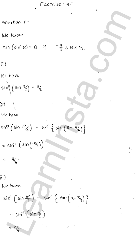 RD Sharma Class 12 Solutions Chapter 4 Inverse Trigonometric Functions Ex 4.7 1.1