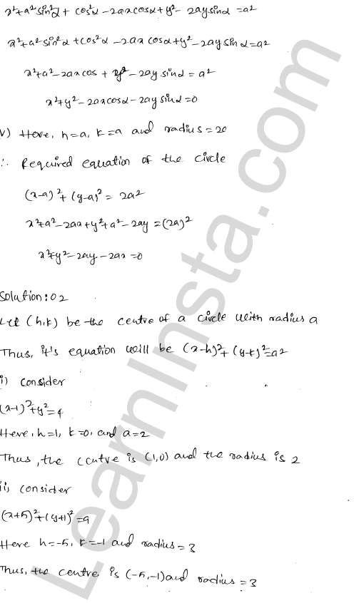 RD Sharma Class 11 Solutions Chapter 24 The Circle Ex 24.1 1.2