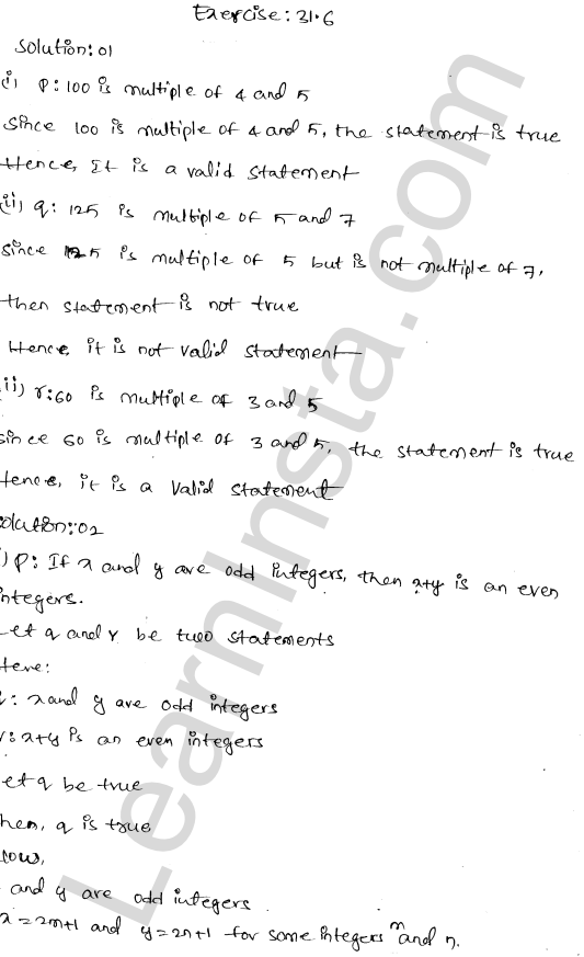 RD Sharma Class 11 Solutions Chapter 31 Mathematical Reasoning Ex 31.6 1.1