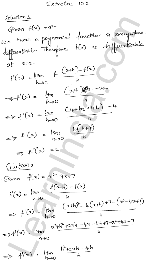 RD Sharma Class 12 Solutions Chapter 10 Differentiability Ex 10.2 1.1