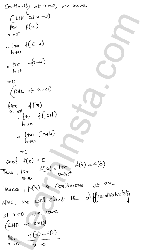 RD Sharma Class 12 Solutions Chapter 10 Differentiability VSAQ 1.3