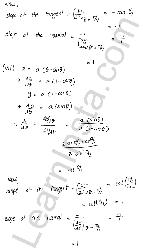 RD Sharma Class 12 Solutions Chapter 16 Tangents and Normals Ex 16.1 1.4