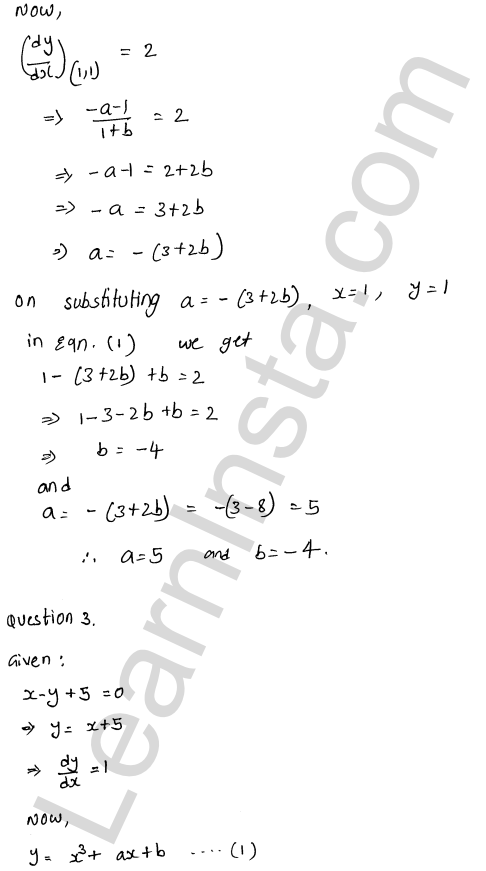 RD Sharma Class 12 Solutions Chapter 16 Tangents and Normals Ex 16.1 1.7