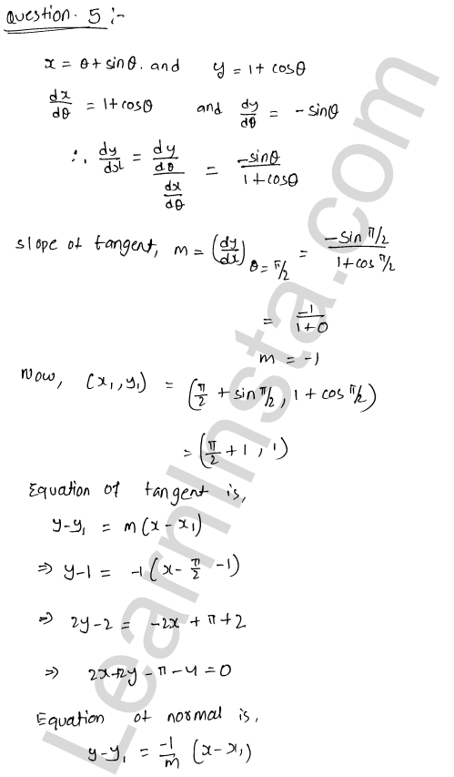 RD Sharma Class 12 Solutions Chapter 16 Tangents and Normals Ex 16.2 1.22