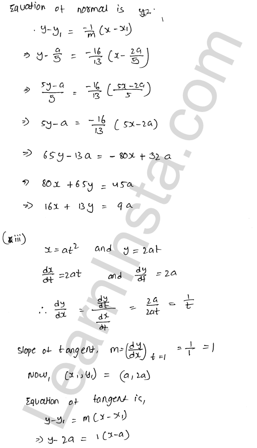 RD Sharma Class 12 Solutions Chapter 16 Tangents and Normals Ex 16.2 1.25