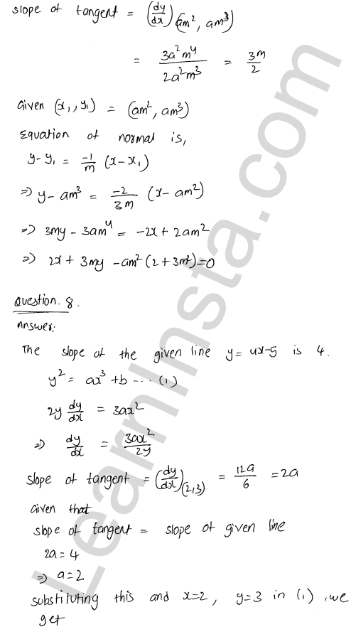 RD Sharma Class 12 Solutions Chapter 16 Tangents and Normals Ex 16.2 1.30
