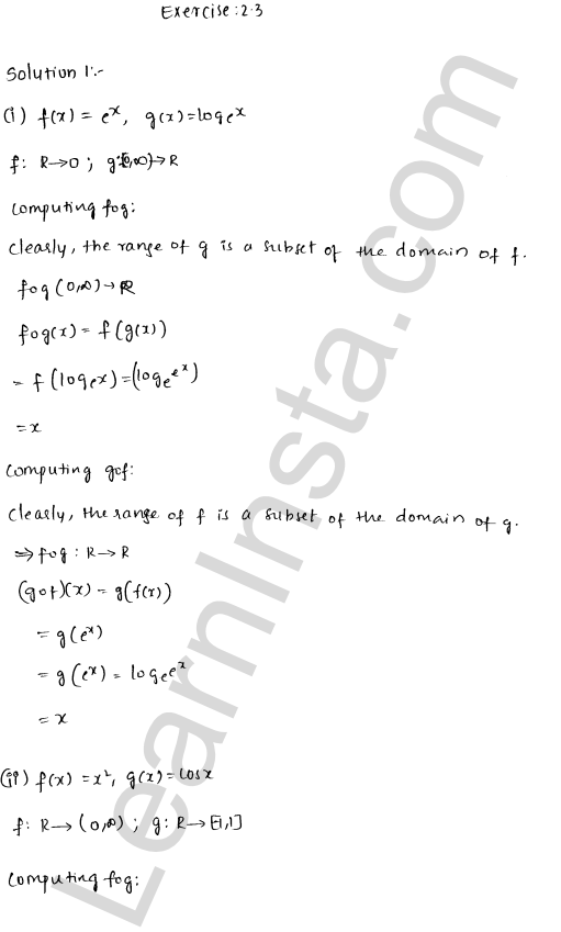 RD Sharma Class 12 Solutions Chapter 2 Functions Ex 2.3 1.1