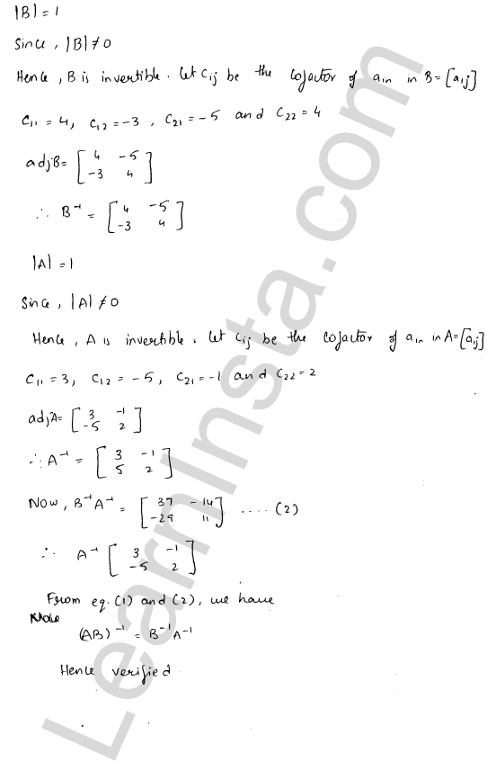 RD Sharma Class 12 Solutions Chapter 7 Adjoint and Inverse of a Matrix Ex 7.1 1.19