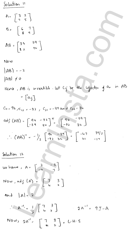 RD Sharma Class 12 Solutions Chapter 7 Adjoint and Inverse of a Matrix Ex 7.1 1.20