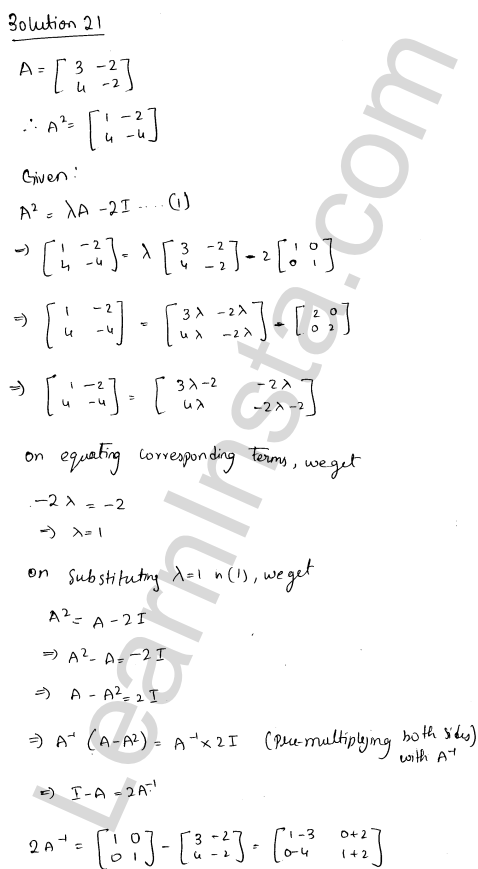 RD Sharma Class 12 Solutions Chapter 7 Adjoint and Inverse of a Matrix Ex 7.1 1.29