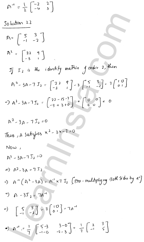 RD Sharma Class 12 Solutions Chapter 7 Adjoint and Inverse of a Matrix Ex 7.1 1.30