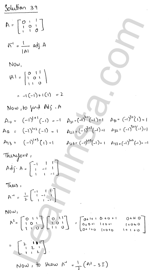 RD Sharma Class 12 Solutions Chapter 7 Adjoint and Inverse of a Matrix Ex 7.1 1.50