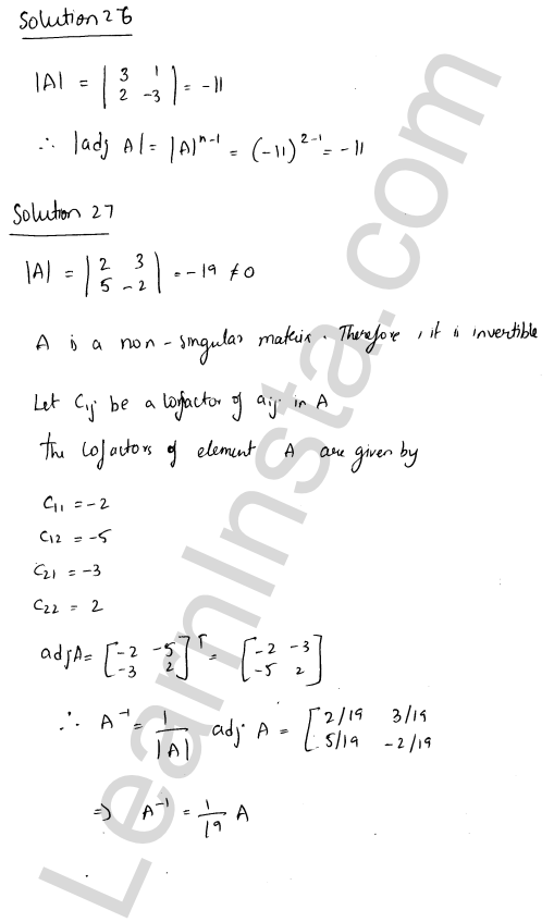 RD Sharma Class 12 Solutions Chapter 7 Adjoint and Inverse of a Matrix VSAQ 1.11