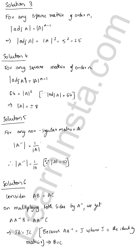 RD Sharma Class 12 Solutions Chapter 7 Adjoint and Inverse of a Matrix VSAQ 1.2