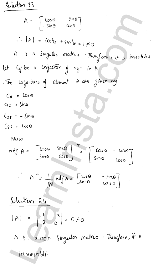 RD Sharma Class 12 Solutions Chapter 7 Adjoint and Inverse of a Matrix VSAQ 1.9