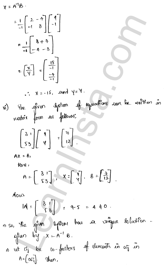 RD Sharma Class 12 Solutions Chapter 8 Solution of Simultaneous Linear Equations Ex 8.1 1.7