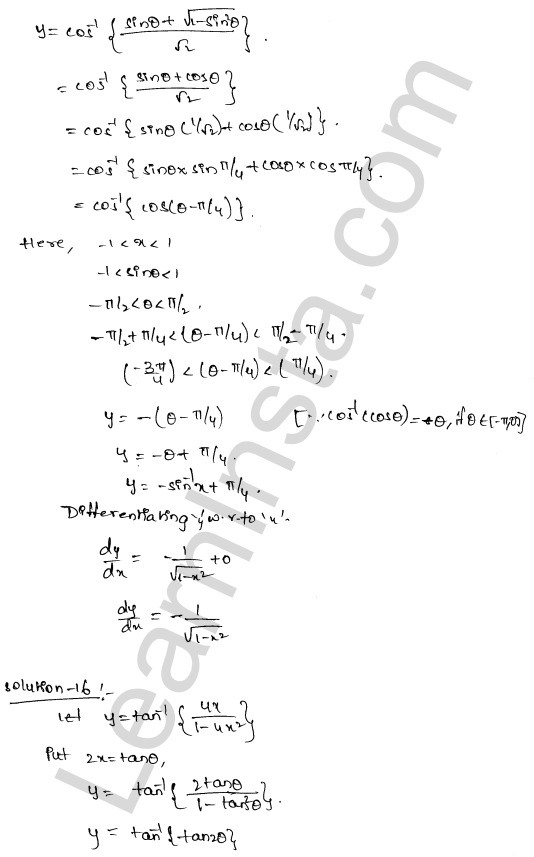 RD Sharma Class 12 Solutions Chapter 11 Differentiation Ex 11.3 1.10