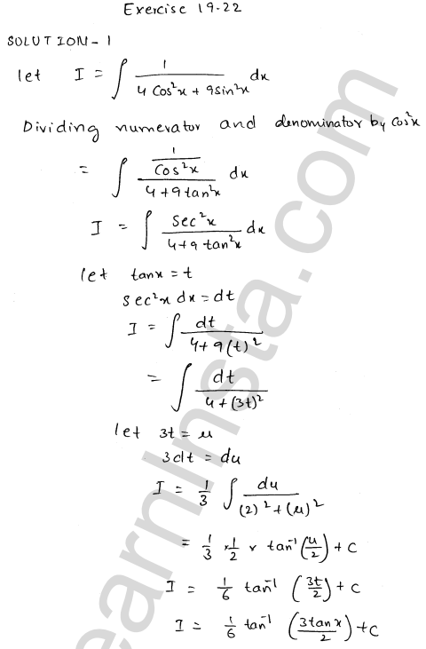 RD Sharma Class 12 Solutions Chapter 19 Indefinite Integrals Ex 19.22 1.1