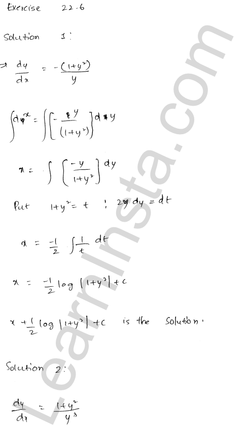 RD Sharma Class 12 Solutions Chapter 22 Differential Equations Ex 22.6 1.1