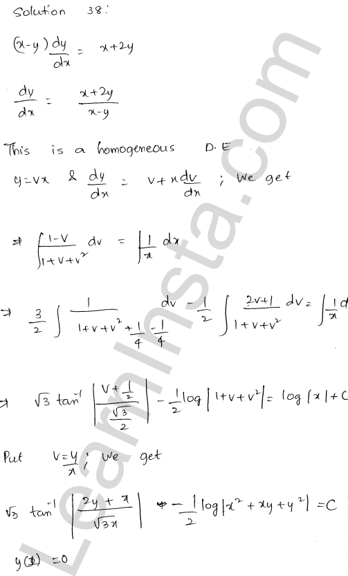 RD Sharma Class 12 Solutions Chapter 22 Differential Equations Ex 22.9 1.43