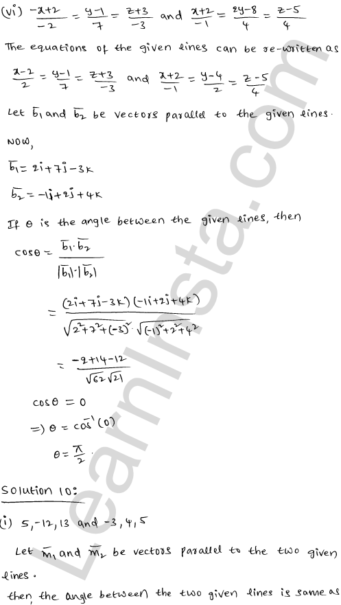 RD Sharma Class 12 Solutions Chapter 28 Straight line in space Ex 28.2 1.10