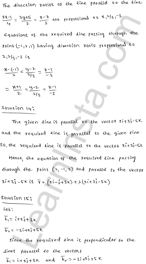 RD Sharma Class 12 Solutions Chapter 28 Straight line in space Ex 28.2 1.15