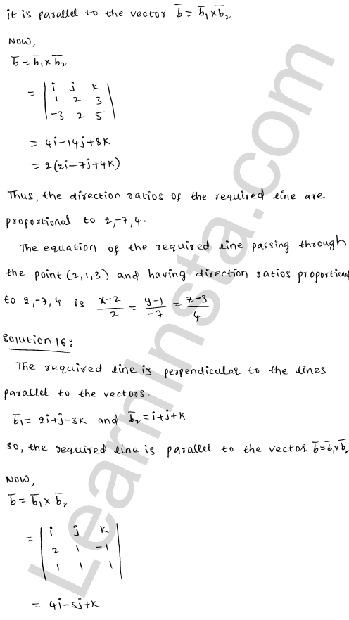 RD Sharma Class 12 Solutions Chapter 28 Straight line in space Ex 28.2 1.16