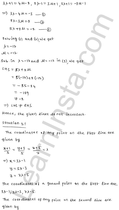RD Sharma Class 12 Solutions Chapter 28 Straight line in space Ex 28.3 1.3