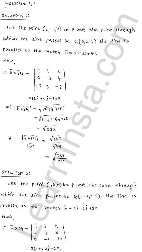 RD Sharma Class 12 Solutions Chapter 28 Straight line in space Ex 28.4 1.1