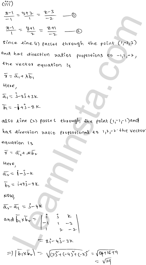 RD Sharma Class 12 Solutions Chapter 28 Straight line in space Ex 28.5 1.11