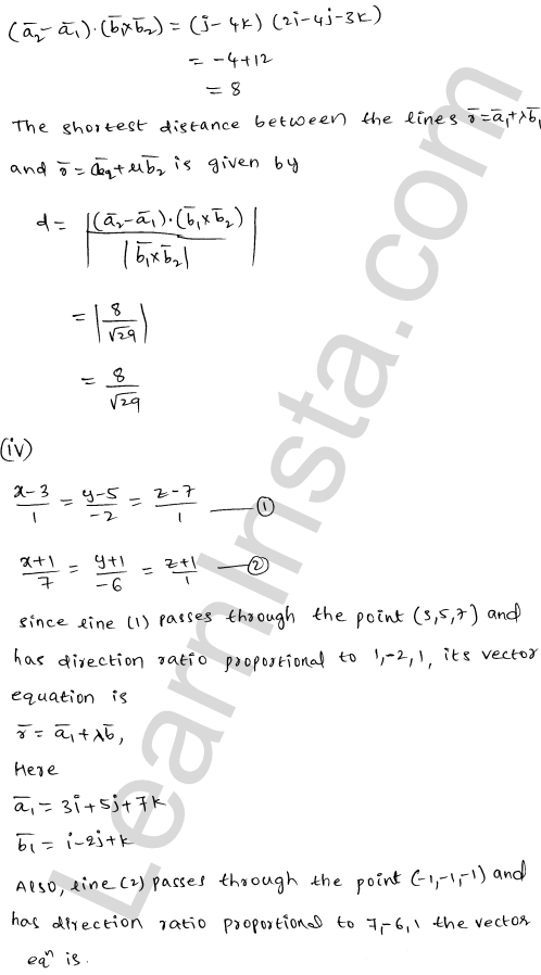 RD Sharma Class 12 Solutions Chapter 28 Straight line in space Ex 28.5 1.12
