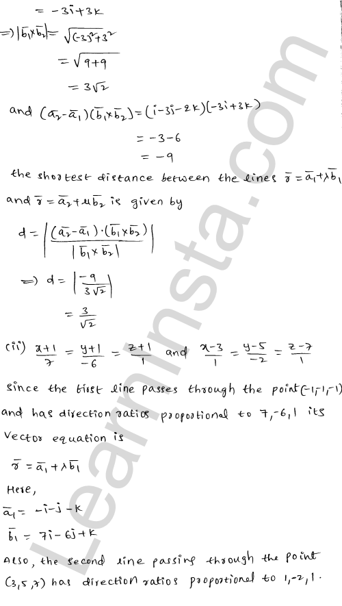 RD Sharma Class 12 Solutions Chapter 28 Straight line in space Ex 28.5 1.22