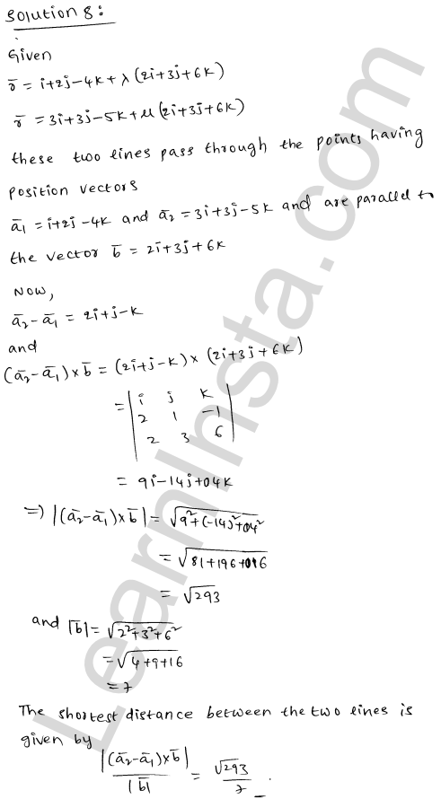 RD Sharma Class 12 Solutions Chapter 28 Straight line in space Ex 28.5 1.25