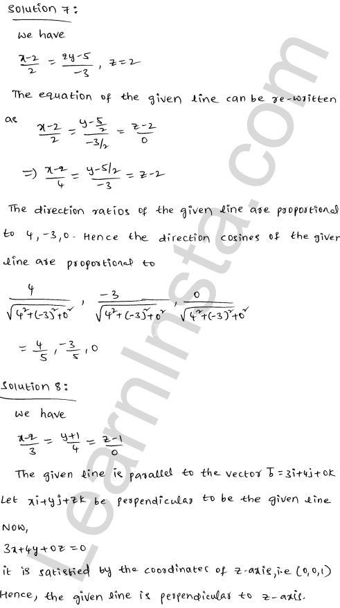 RD Sharma Class 12 Solutions Chapter 28 Straight line in space VSAQ 1.4