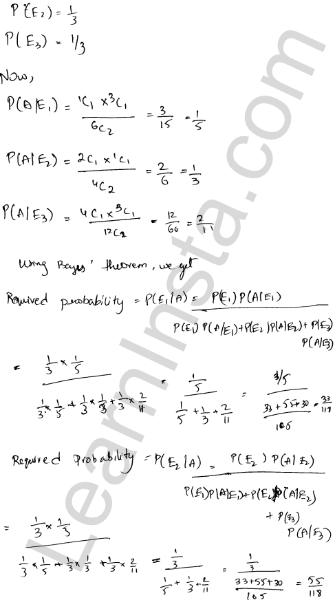 RD Sharma Class 12 Solutions Chapter 31 Probability Ex 31.7 1.2