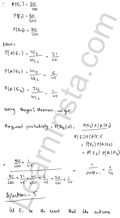 RD Sharma Class 12 Solutions Chapter 31 Probability Ex 31.7 1.5