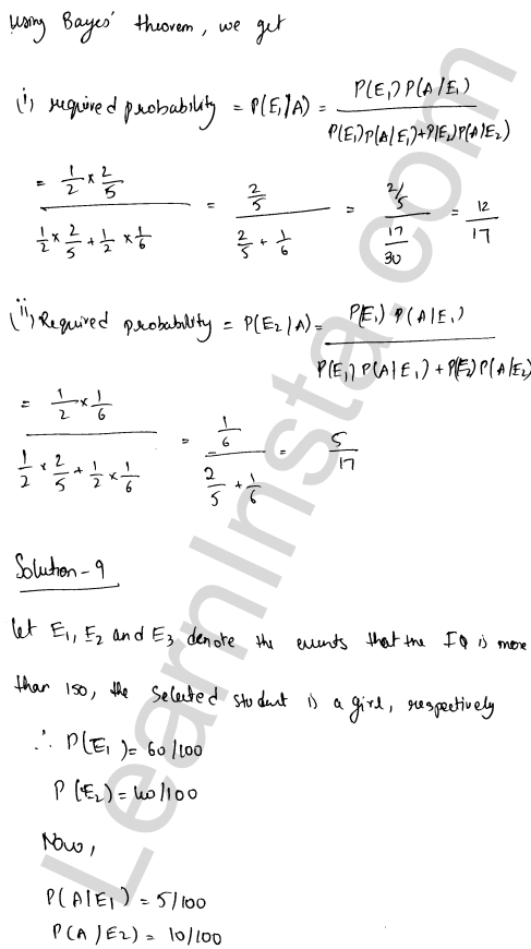 RD Sharma Class 12 Solutions Chapter 31 Probability Ex 31.7 1.9